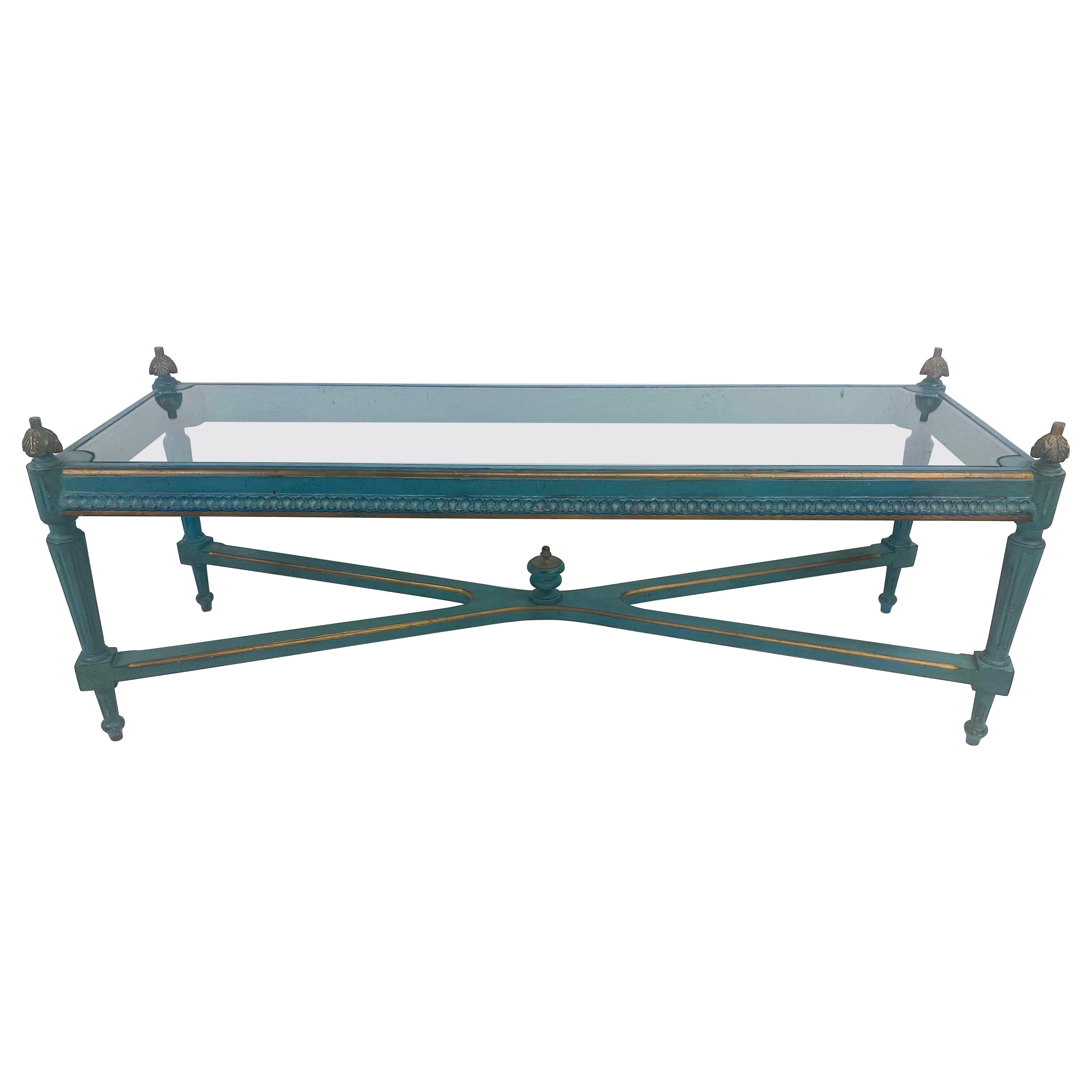 Mesa de centro pintada a mano de estilo Imperio francés de mediados del siglo XX en venta