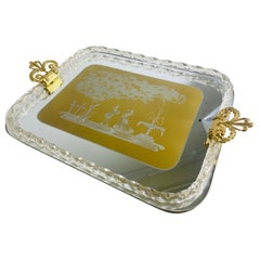 Vassoio da comò in vetro soffiato a mano Vintage Italian Glass della metà del secolo scorso
