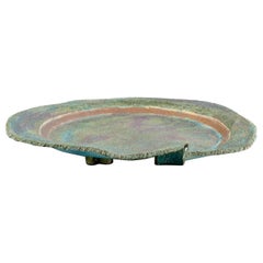 Édouard Massier, French ceramicist. Colossal ceramic dish on three feet.