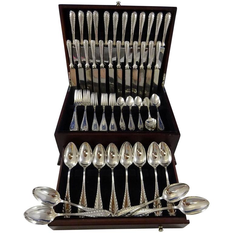 Victoria by Shiebler Sterling Silver Dinner Flatware Set for 12 Service