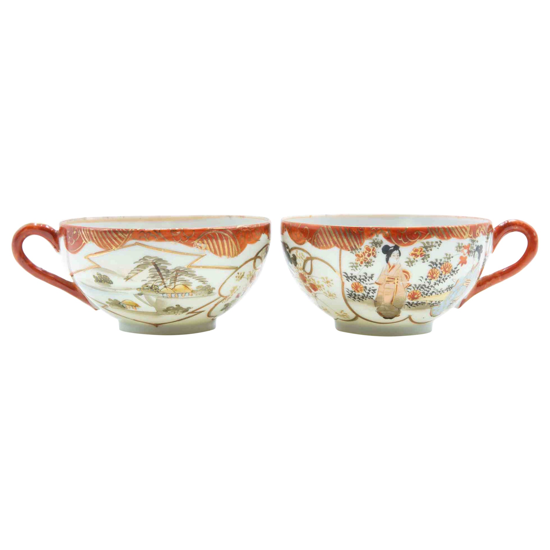 Pair of Japanese Cutani Eggshell Teacups, Early 20th Century