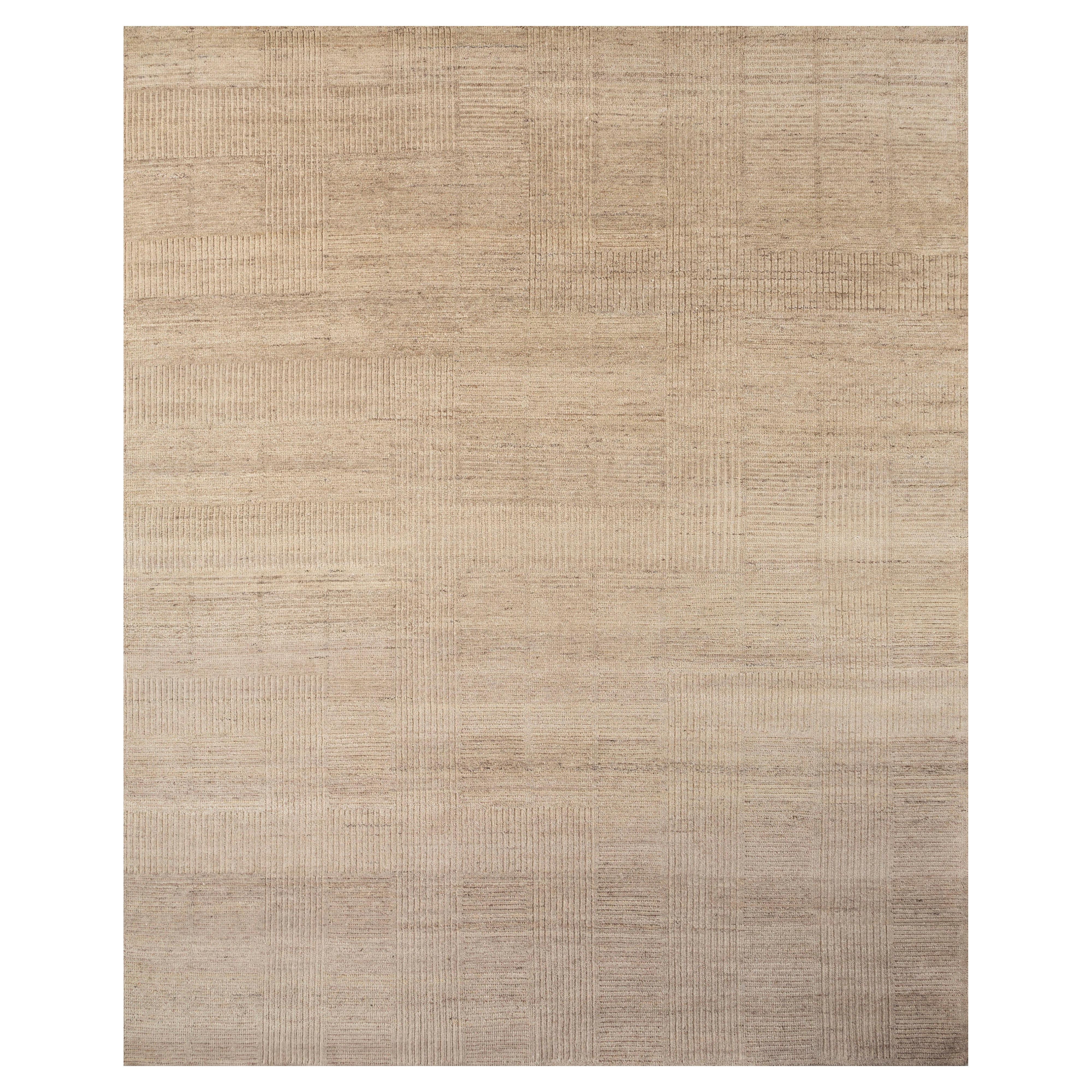 Jaipur Rugs 8x10 Piedi Tappeto annodato a mano in lana moderno beige e marrone