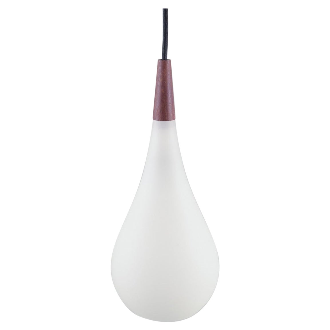 Pendente Louis Poulsen in vetro opalino e legno pregiato. 1960s