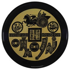 Lacquered Chinese Plate with Mythological Motifs, 2000s