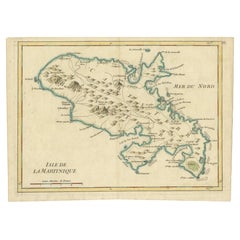 Carte de la Martinique par Rigobert Bonne - Carte Antique French, c.1768