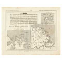 Antique Map of Guyane (French Guiana) with Cayenne, circa 1826