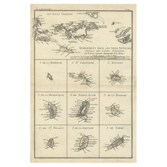 Antique Map of Virgin Islands and Lesser Antilles by Rigobert Bonne, c. 1780