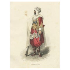Arabischer Häuptling Kostüm Druck Algerien 1853 von Compte Calix - Handkolorierte Lithographie
