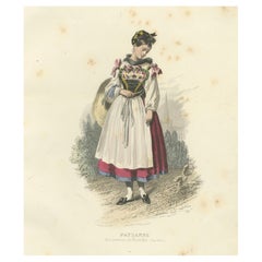 Paysanne française - Neuviller Bar Rhin, Compte Calix, 1853 Estampe