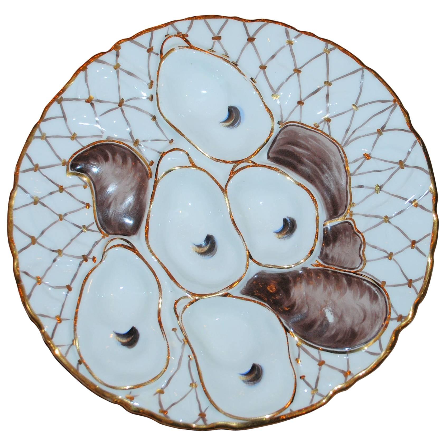 Antique Oyster Plate For Sale at 1stdibs