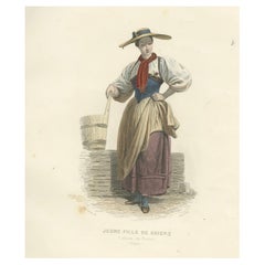 Swiss Girl – Brienz Canton Bern, Compte-Calix Hand-Colored Print 1853