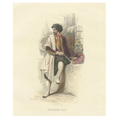Comerciante judío - Argelia, grabado a mano Compte Calix, 1853