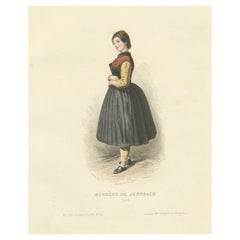 Tyrolean Shepherdess – Jenbach Austria, Compte-Calix Hand-Colored 1853