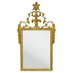 Vintage Adams Style Italian Carved Gold Giltwood Leafy Scroll Console Wall Mirror