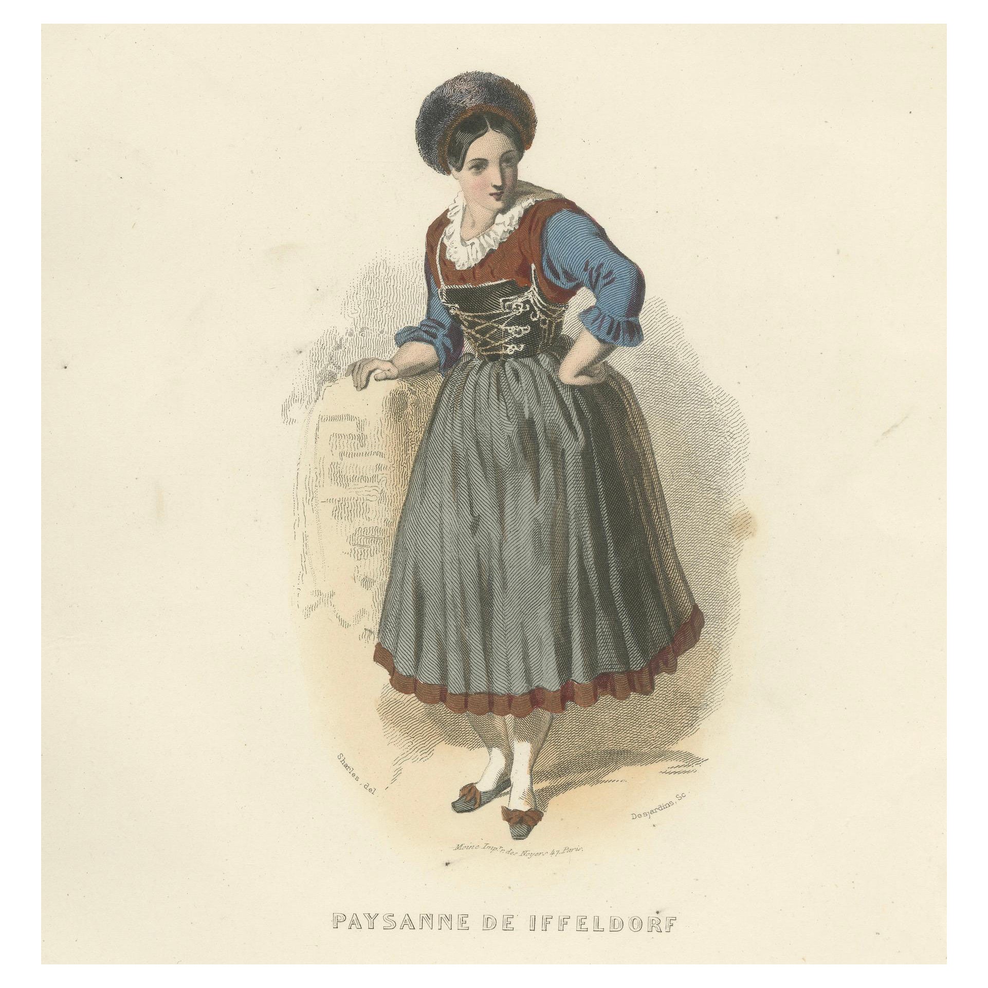 Bavarian Peasant Woman Print Iffeldorf Germany 1853 by Compte-Calix – Lithograph