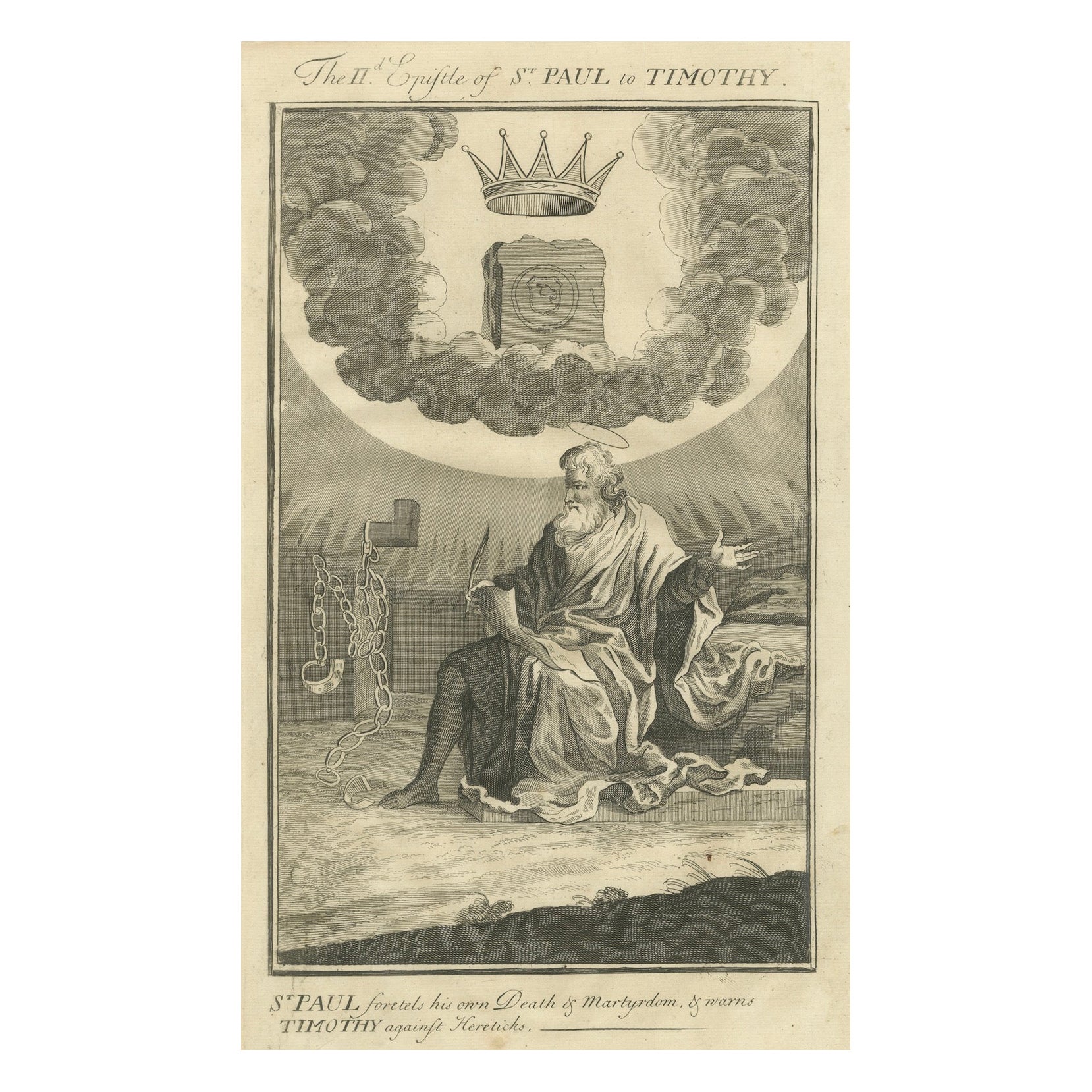 Gravure de Paul à Timothée - Saint Paul prédit la mort et le martyre c.C. 1735