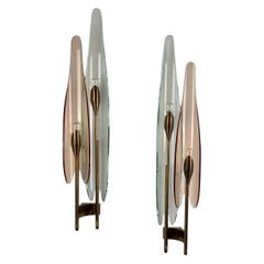Monumental Pair of Fontana Arte ‘Dahlia’ Wall Lights, Model 1461 by Max Ingrand