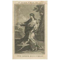 Jésus "Je suis le chemin" - I.Johns C. Gravure ancienne, c.1735