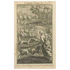Jesus als guter Hirte Kupferstich - Johannes X. beschützt die Herde c.1735