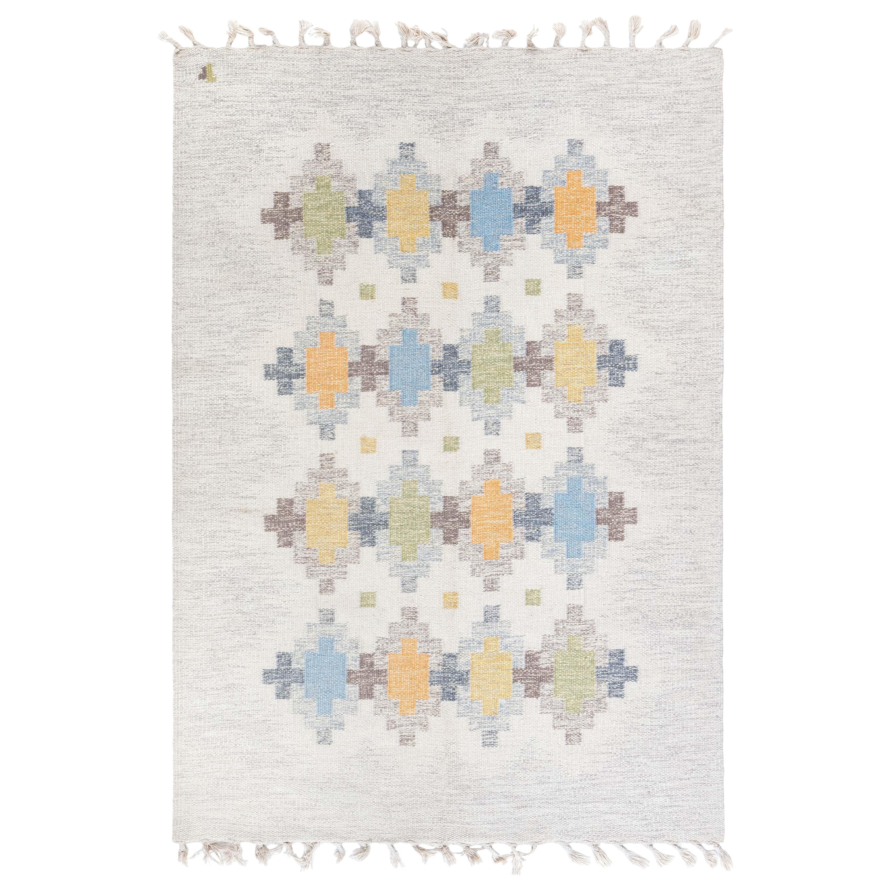 Tappeto Doris Leslie Blau Vintage Swedish Flat Weave di Erik Lundberg in vendita