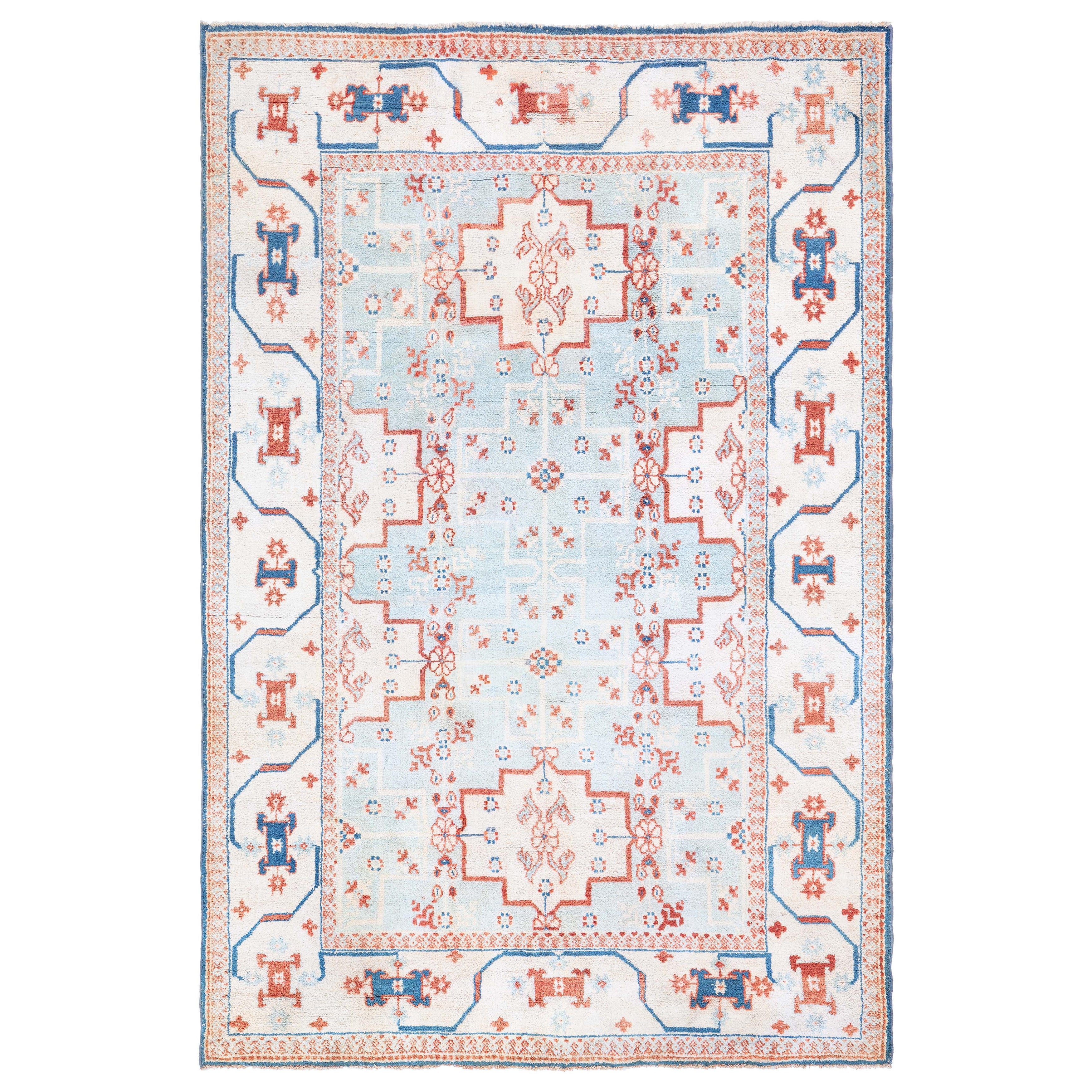 Indischer Agra-Teppich aus Baumwolle von Doris Leslie Blau