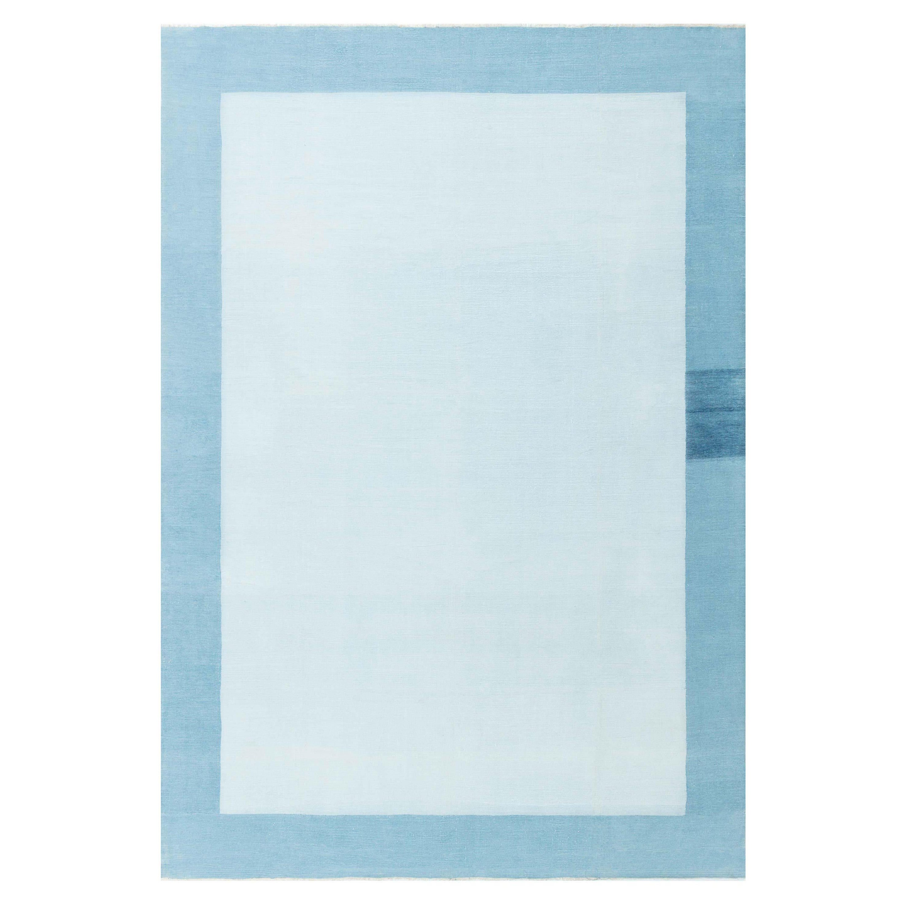 Doris Leslie Blauer Vintage indischer Dhurrie-Teppich in Dhurrie-Blau