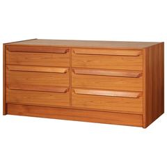 Danish Mid-Century Modern Teak Double Dresser Chest of Drawers