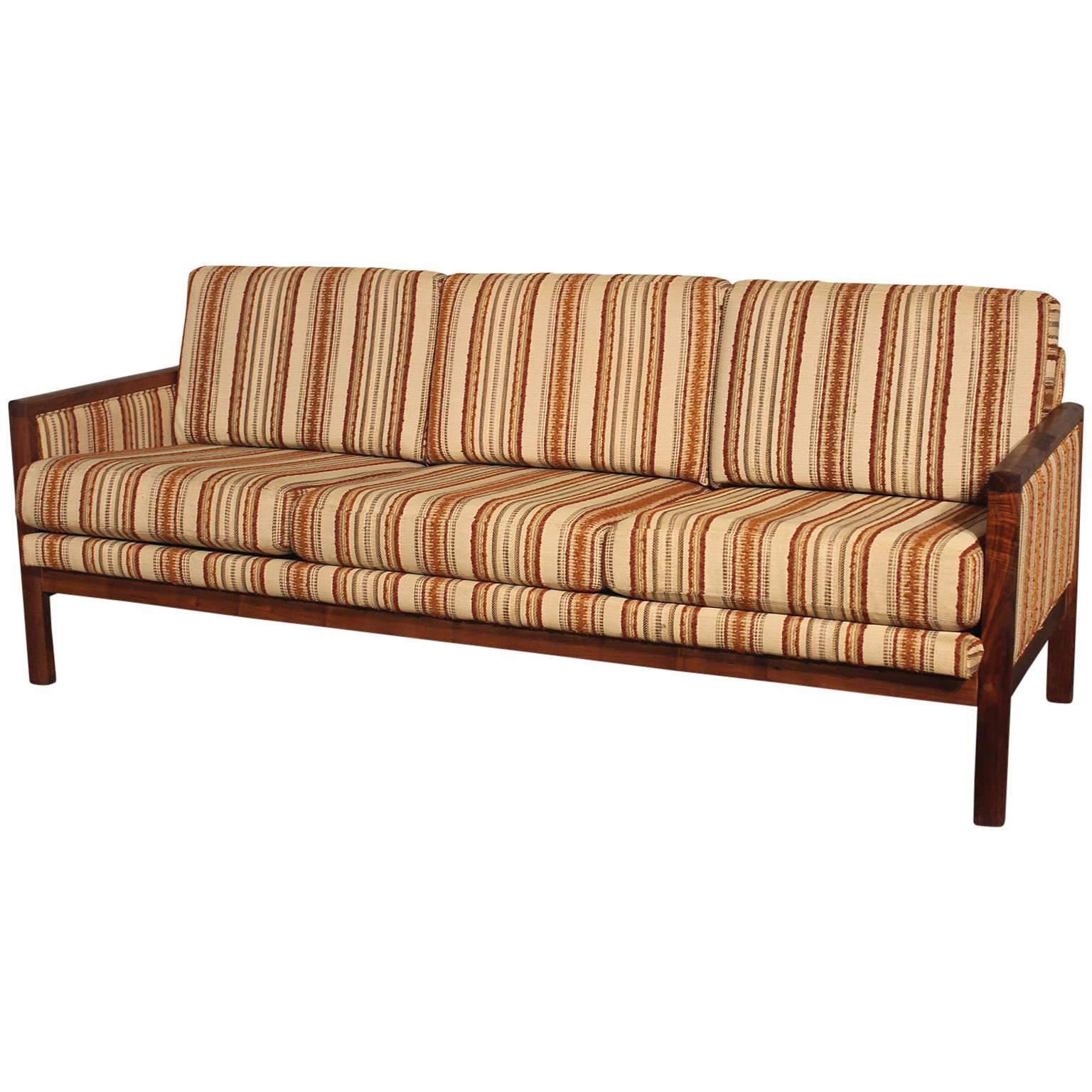 Mid Century Modern Walnut Trimmed Sofa