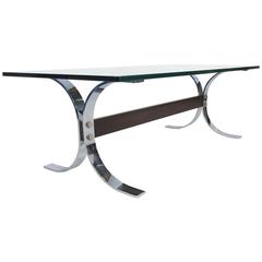 Chrome and Rosewood Coffee Table by Milo Baughman for Thayer Coggin