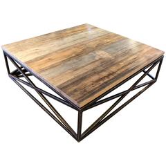 Transitional Maplewood Criss-Cross Design Coffee Table