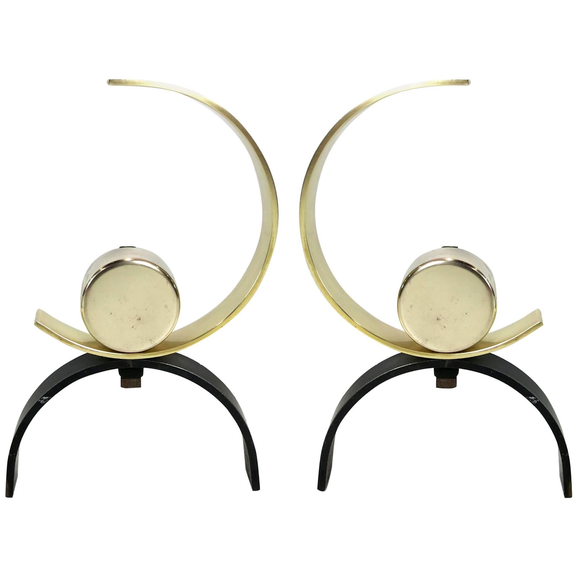 Pair of Moderne Andirons Attributed to Donald Deskey