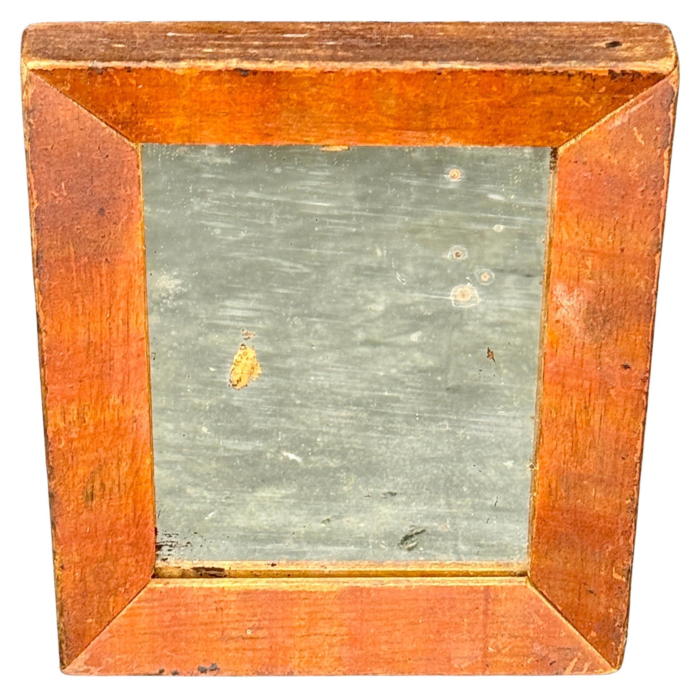 Small Rectangular 19th Century Wooden Mirror and Frame For Sale