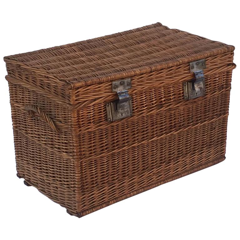 Large French Willow Basket Hamper at 1stDibs