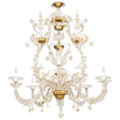 Gold Murano Glass Chandelier by Giovanni Dalla Fina 1980s