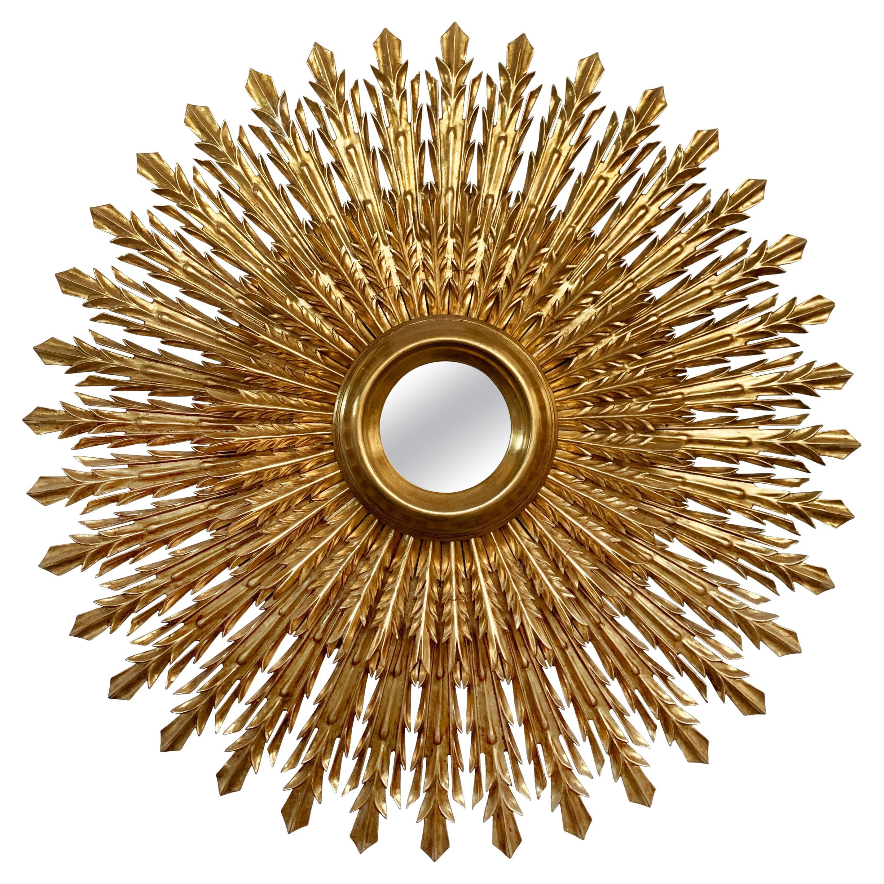 Specchio d'oro intagliato del XX secolo in vendita