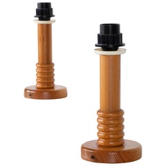A Composition of Nordic Restraint: Pair of Mid-Century Danish Pine Table Lamps