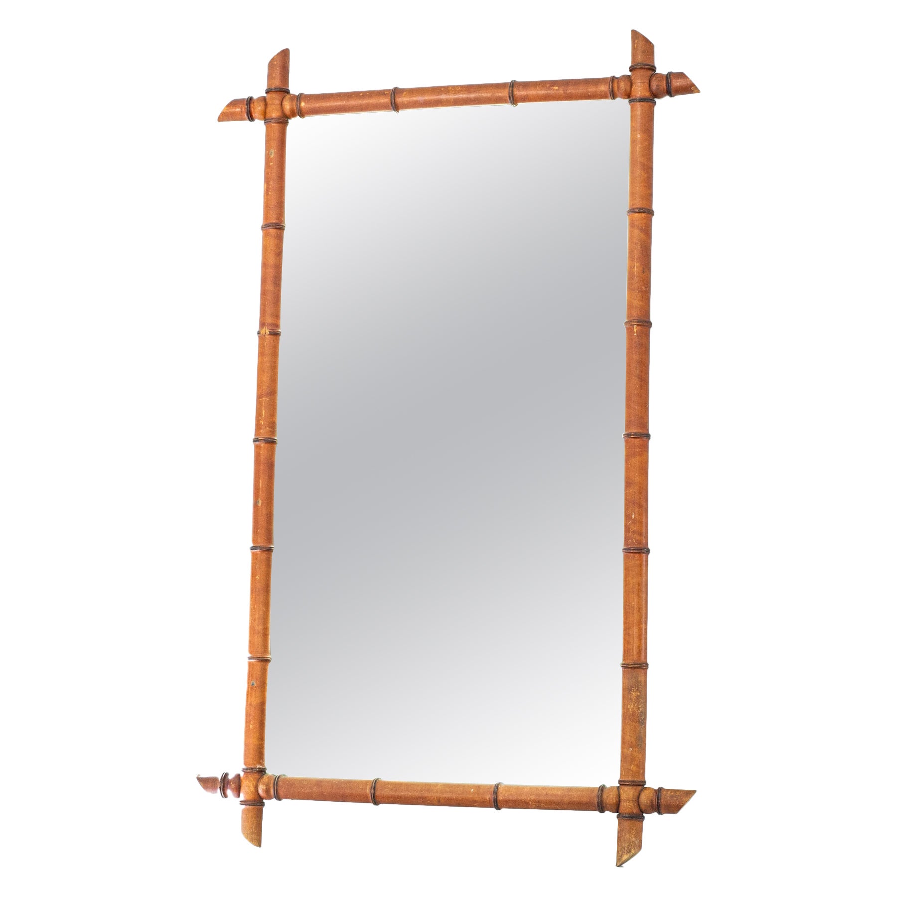 Miroir encadré en bambou français à grande échelle en vente