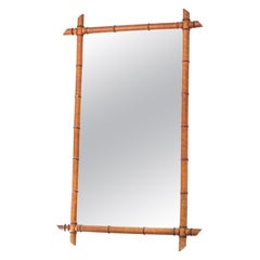 Miroir encadré en bambou français à grande échelle