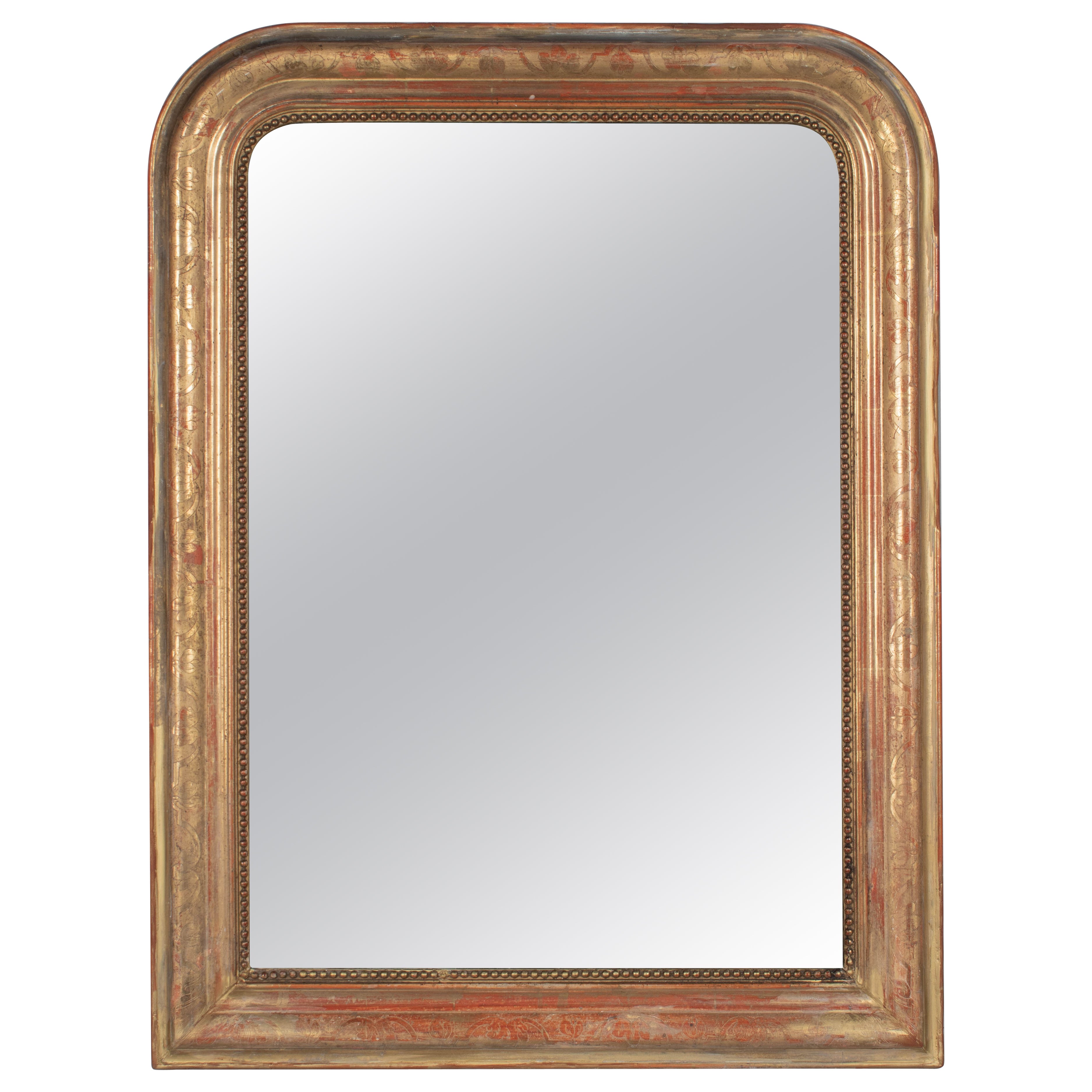 Miroir doré français Louis Philippe du 19ème siècle  39 "H x 29.5 "W en vente