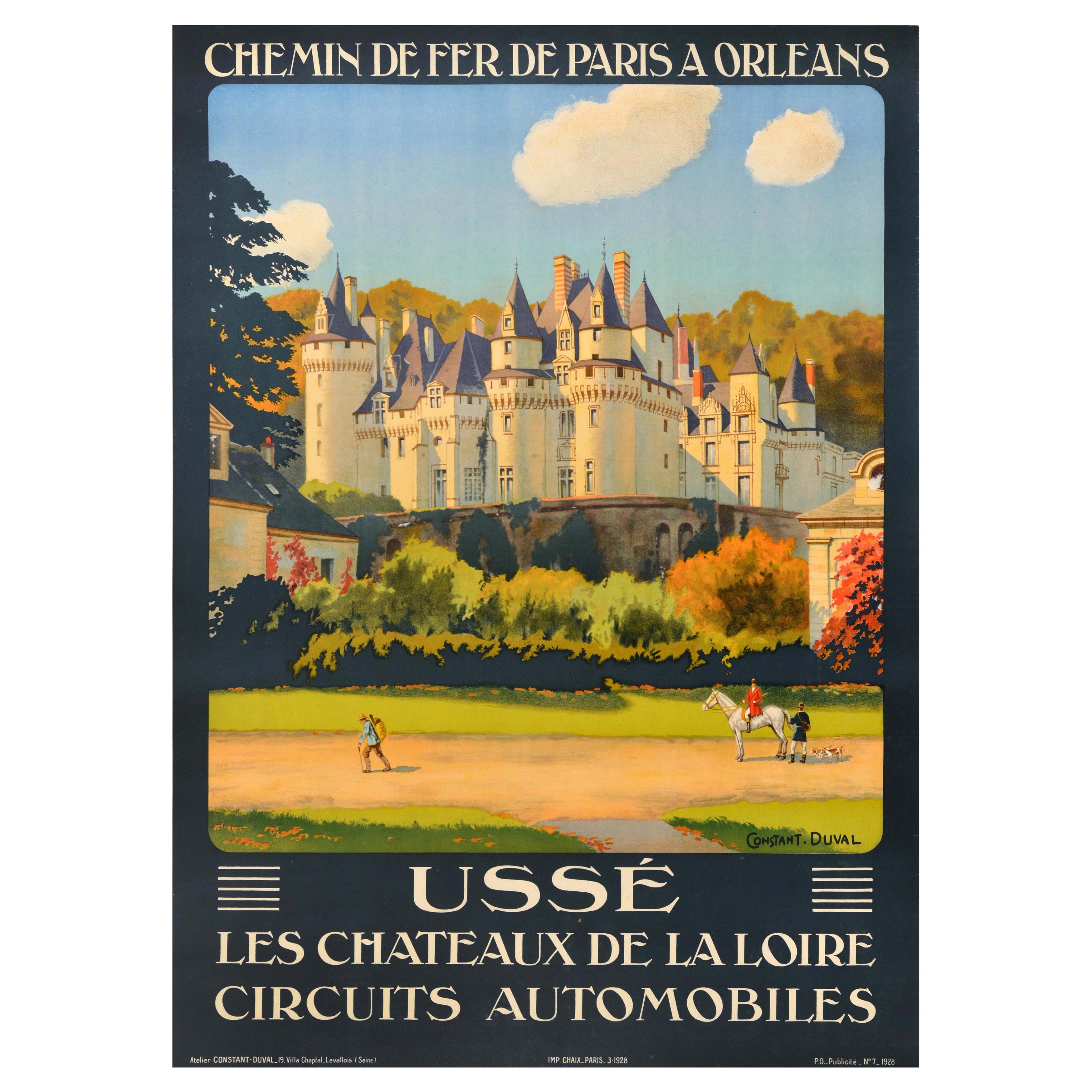 Cartel de Viaje Vintage Original Usse Loire Valley Chemin De Fer De Paris Orleans