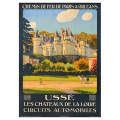 Cartel de Viaje Vintage Original Usse Loire Valley Chemin De Fer De Paris Orleans
