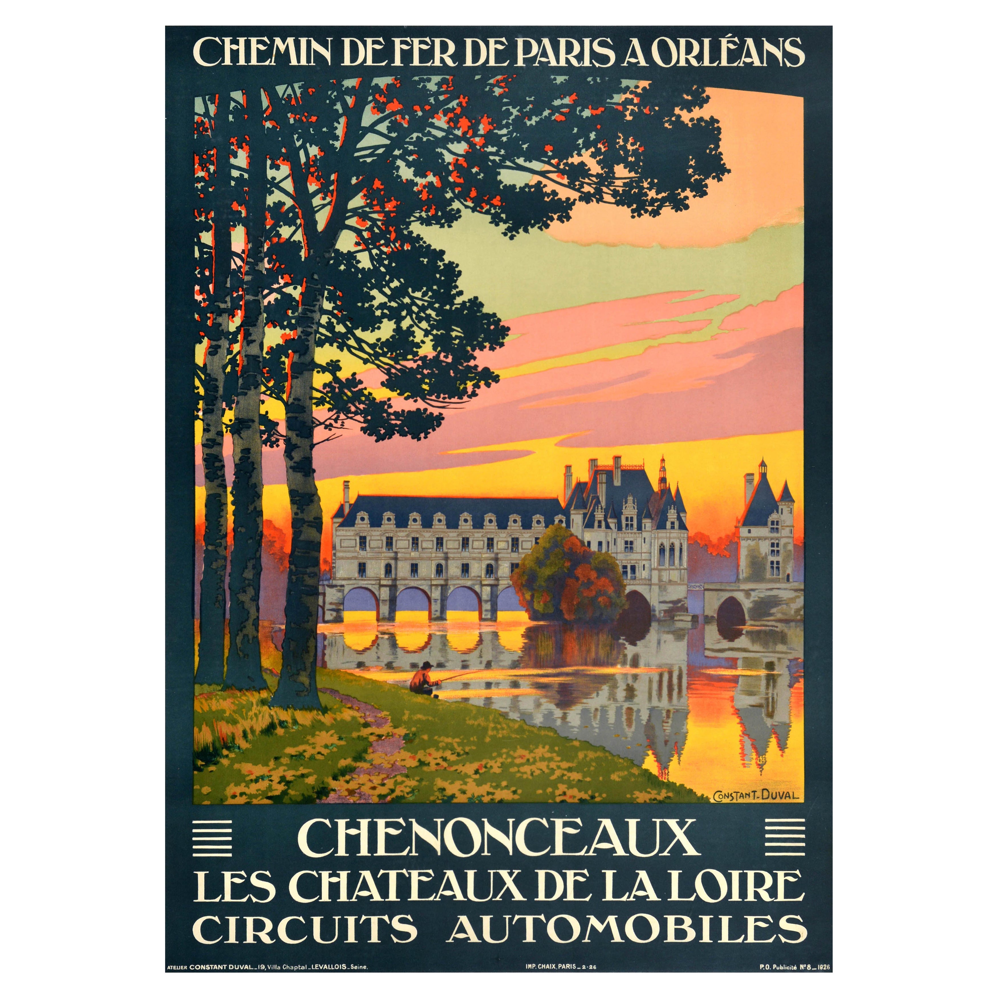 Original Antique French Railways Travel Poster Chenonceaux Loire Valley France