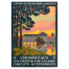 Original Antique French Railways Travel Poster Chenonceaux Loire Valley France