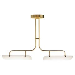 Eos Pendant Lamp in Brass & Quartz Glossy Glass by Bianco Light + Space
