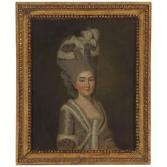 Oil on Canvas Portrait of a Fashionable Lady, France, circa 1775