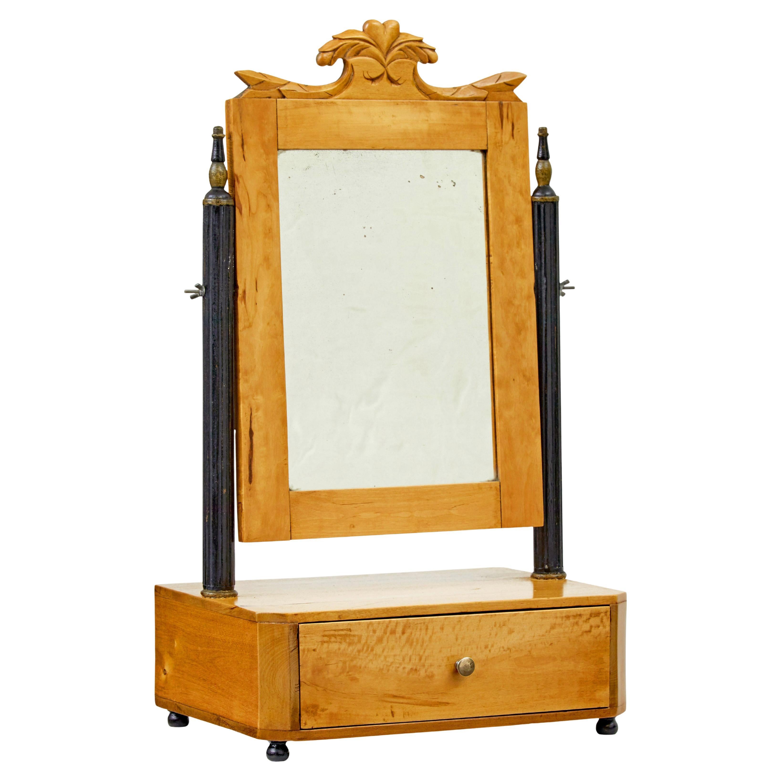 19th century Swedish birch vanity mirror For Sale