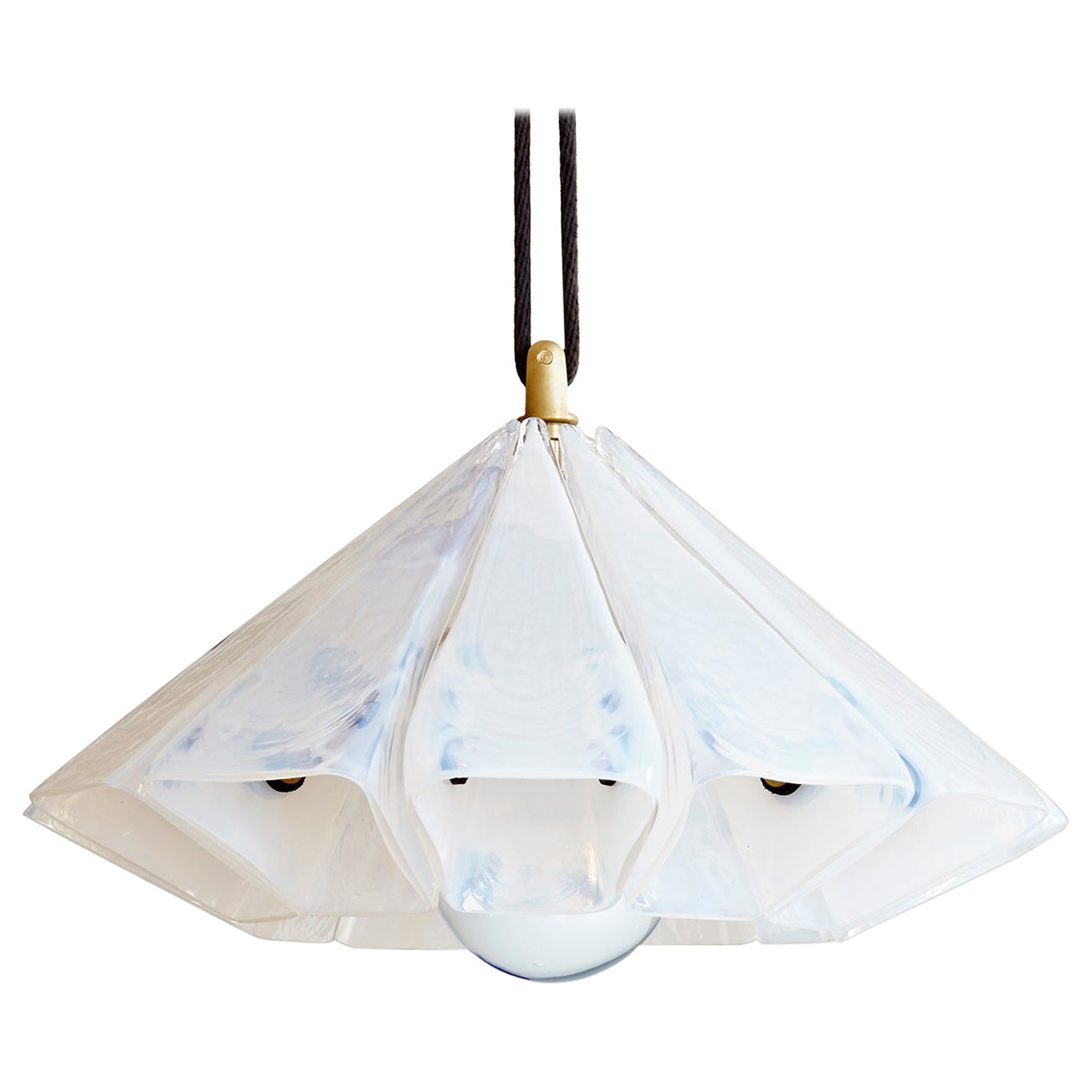 Sirius Pendelleuchte aus Messing, Leder und Opalglas von Bianco Light + Space