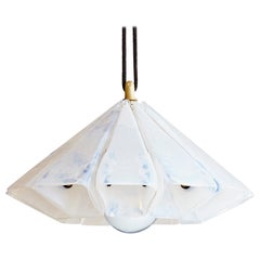 Sirius Pendant Lamp in Brass, Leather & Opal Glass by Bianco Light + Space