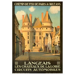 Original Vintage French Railways Travel Poster Langeais Loire Valley Castle