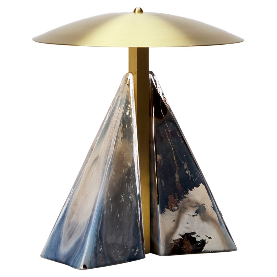 Fulcrum Tischleuchte aus Messing und verspiegeltem Silberglas von Bianco Light + Space